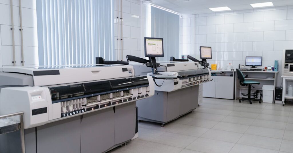 pexels-photo-9574569-9574569 Spacious modern laboratory featuring advanced printing equipment and workstations.